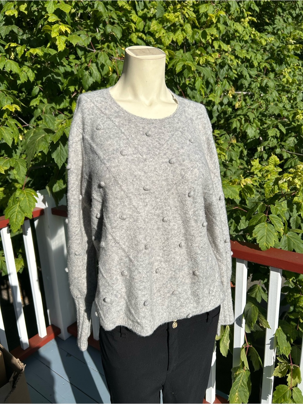 Light Grey Pom-Pom Sweater